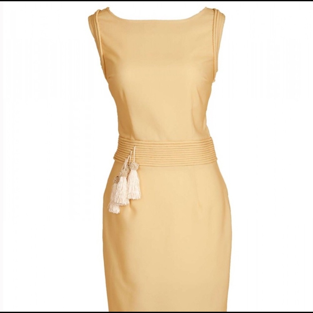 Light Yellow Midi Dress with Tassels